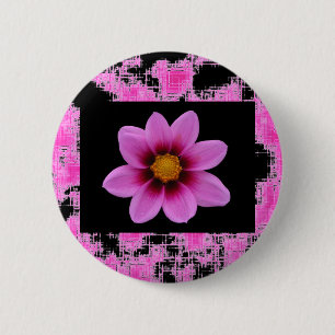 Pink Flower 6 Cm Round Badge