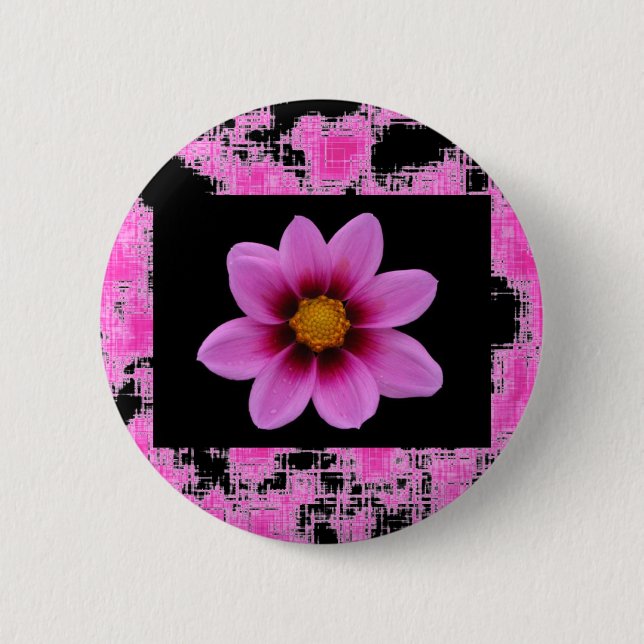 Pink Flower 6 Cm Round Badge (Front)