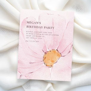 Pink flower aesthetic minimalist elegant invitation