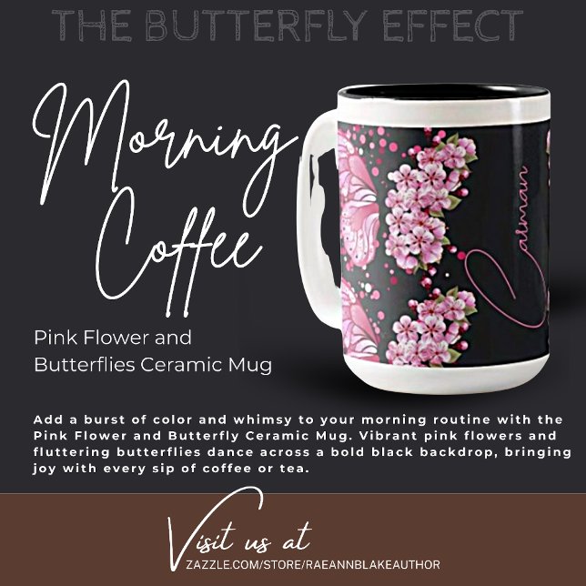 Pink Flower and Butterflies Ceramic Mug (Creator Uploaded)