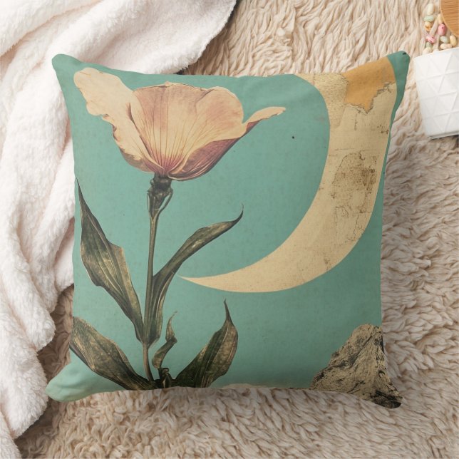 Pink Flower and Crescent Moon Cushion (Blanket)