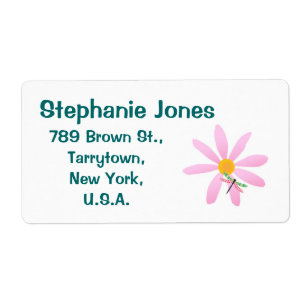 Pink Flower and Dragonfly-Sticky Label