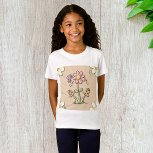 Pink Flower And Mushrooms T-Shirt