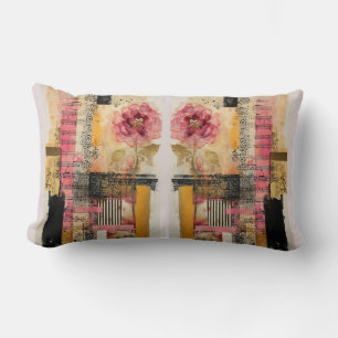 Pink Flower And Music Notes Lumbar Cushion