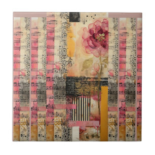 Pink Flower And Music Notes Tile