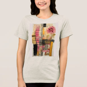Pink Flower And Music Notes Tri-Blend Shirt