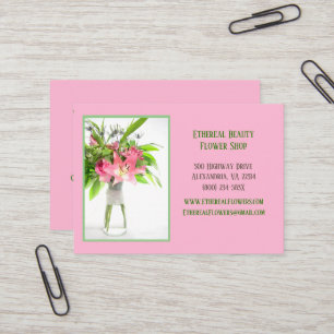 Pink flower arrangement business card