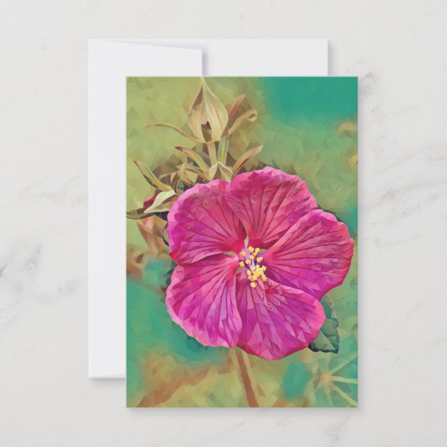 Pink Flower Art Flat Birthday Card (Front)