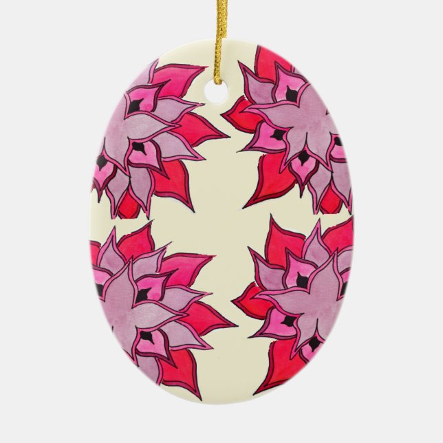 Pink flower art floral pattern ceramic tree decoration (Front)