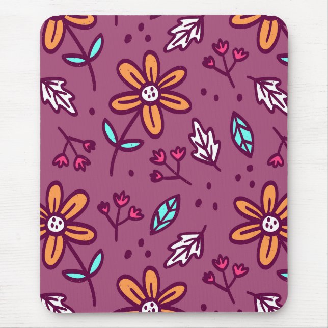 Pink Flower Art Pattern Aesthetic Flower PNG Tradi Mouse Pad (Front)
