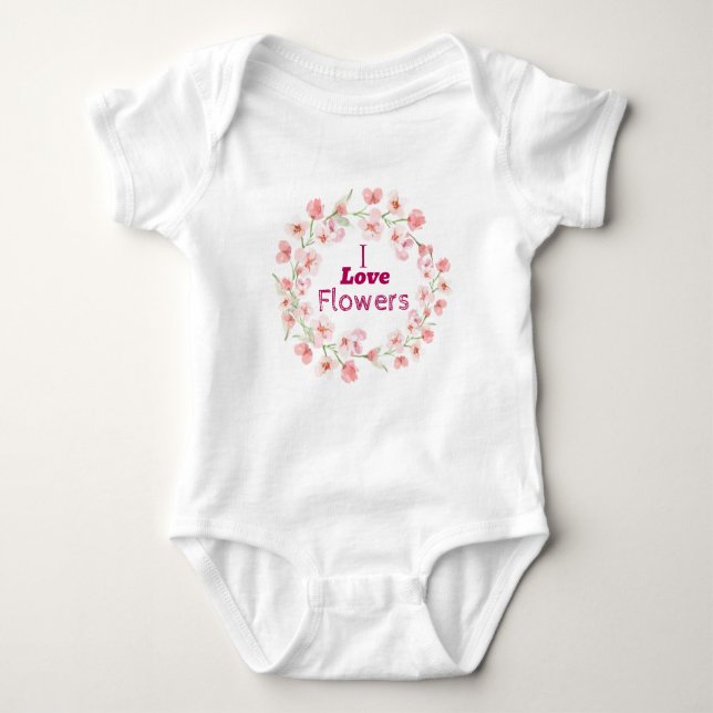 Pink flower baby bodysuit (Front)