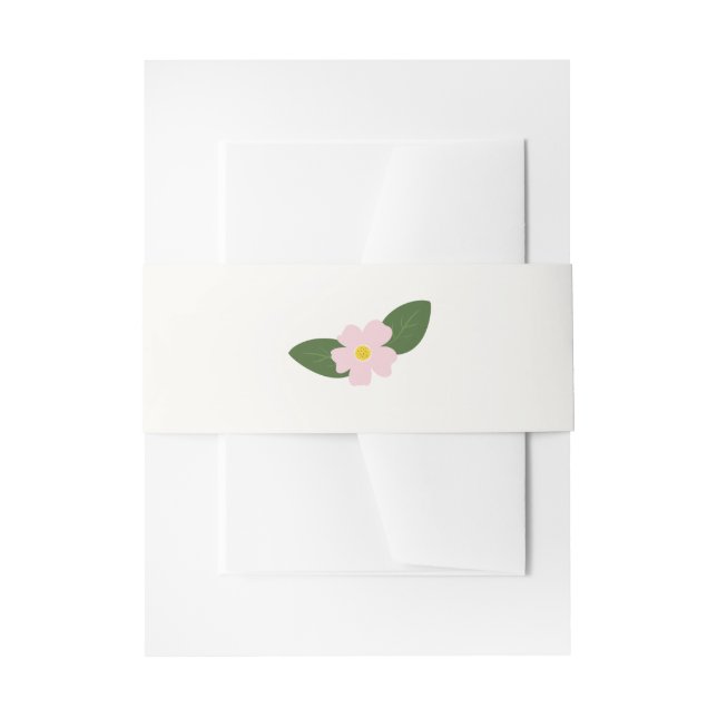 Pink Flower Belly Band Wedding Invitation Belly Band (Front Example)