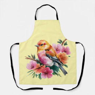 Pink Flower Bird Apron