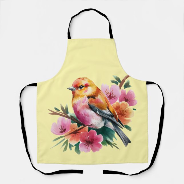 Pink Flower Bird Apron (Front)