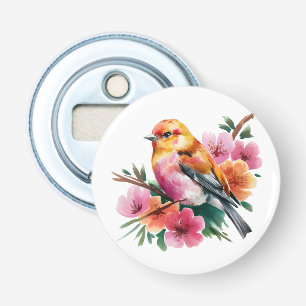 Pink Flower Bird Bottle Opener