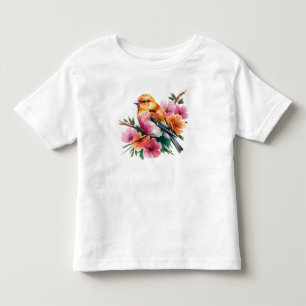 Pink Flower Bird Toddler T-Shirt