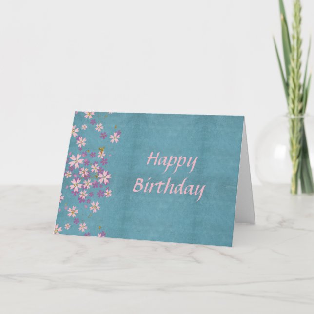 Pink Flower Birthday Card (Front)