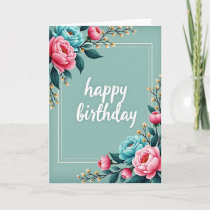 Pink Flower Birthday Card