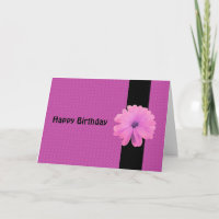 Pink Flower Black Ribbon Birthday Wishes