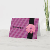 Pink Flower Black Ribbon Thank You