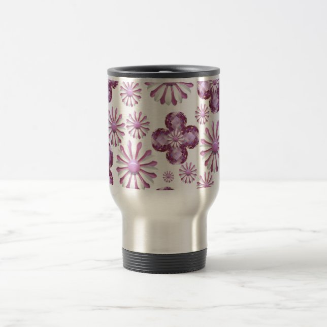 PINK FLOWER BLING COFFEE TRAVEL MUG (Center)