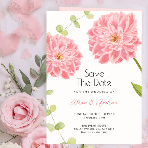 Pink flower bloom wedding save the date