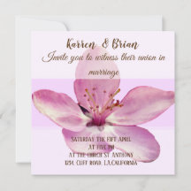 Pink Flower Blossom Custom Wedding Invitation