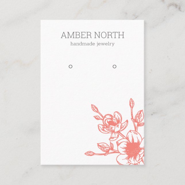 Pink Flower Blossom Earring Display Card (Front)
