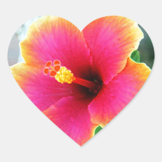 Pink Flower Blossoms Vines Personalise Heart Sticker