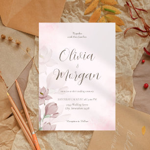 Pink Flower Blush Wedding Invitations