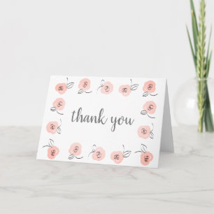 Pink Flower Boarder Thank You Card