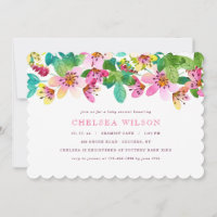 Pink Flower Border Invitation