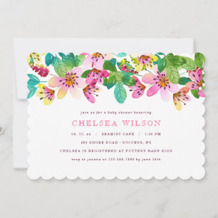 Pink Flower Border Invitation