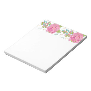 Pink Flower Botanical Floral Blossom Leaves Notepad