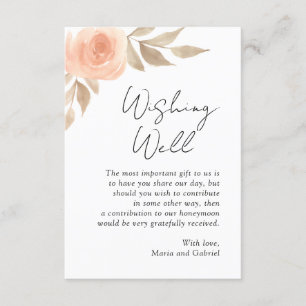 Pink flower. Botanical wishing well modern wedding Enclosure Card
