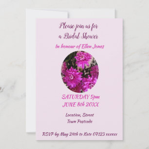 Pink Flower Bouquet Floral Bridal Shower Invitation