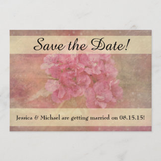 Pink Flower Bouquet Save the Date Card w/ Envelope