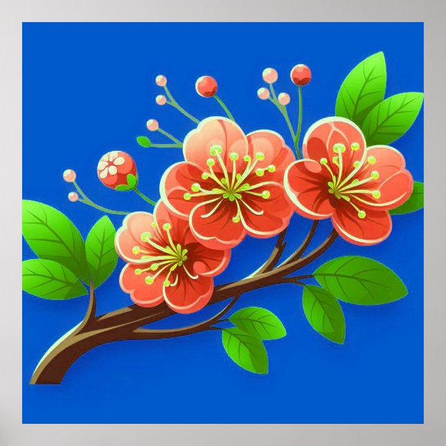 🌸 Pink Flower Branch Wall Decor Poster 🌸 (Front)