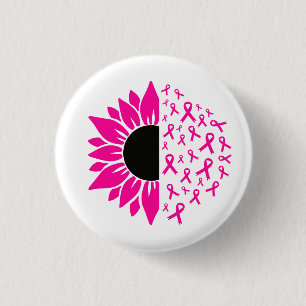 Pink Flower Breast Cancer Awareness 3 Cm Round Badge