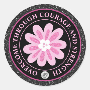 Pink Flower Breast Cancer Awareness Design Classic Round Sticker