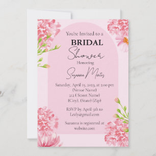 Pink Flower Bridal Shower  Invitation