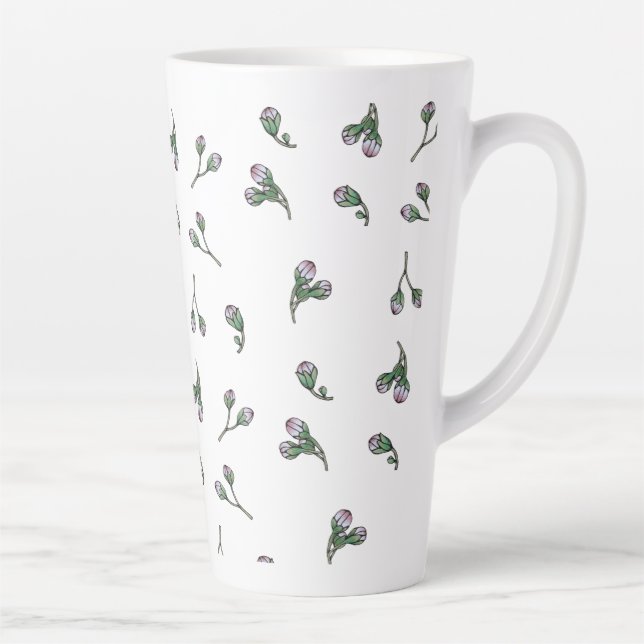 Pink flower buds latte mug (Right)