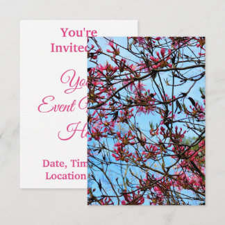 Pink Flower Buds on a Tree Invitation