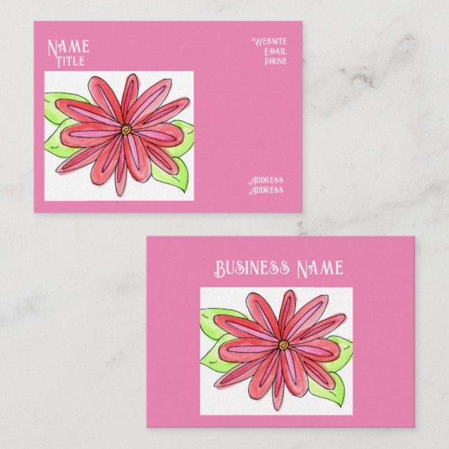Pink Flower Business Cards (Front/Back)