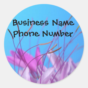 Pink Flower Business Reminder Classic Round Sticker