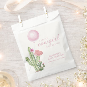 Pink Flower Cactus Balloon Cowgirl Baby Shower Favour Bags
