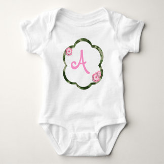 Pink Flower Camo Infant Creeper, White Baby Bodysuit