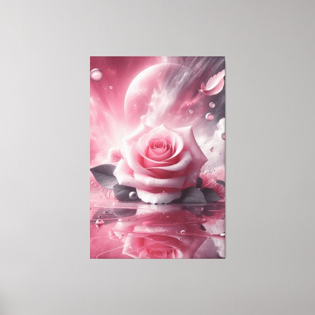 Pink flower canvas wall art (Front)