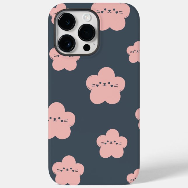 Pink Flower Cat | Cute face cat | flower cat lover Case-Mate iPhone Case (Back)