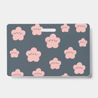 Pink Flower Cat | Cute face cat | flower cat lover ID Badge